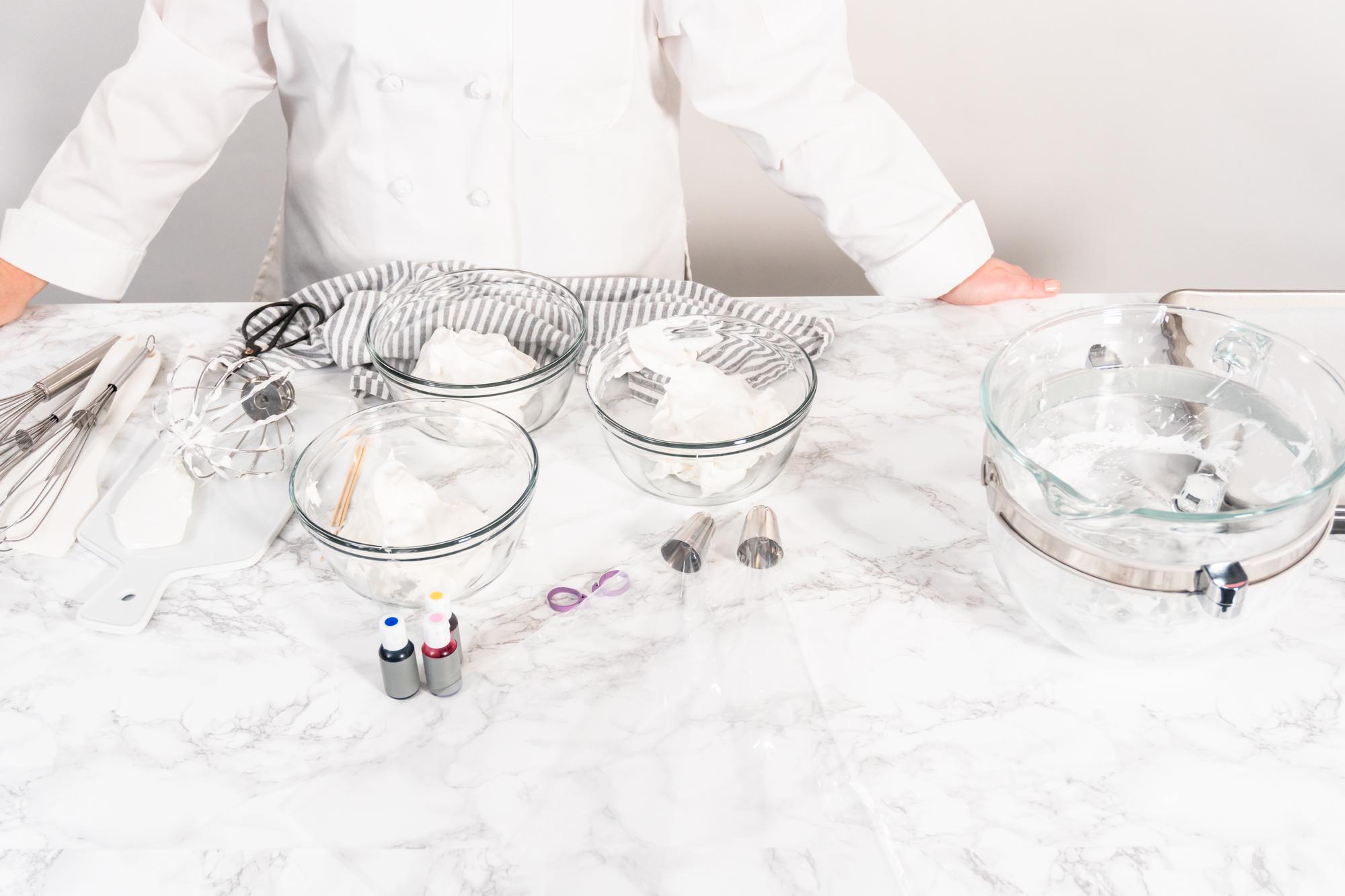 Studio counter with tools and plated sample